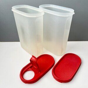 Tupperware 9” Oval #4 Modular Mates 1614 + Red Seal Lids 2 Lot 9.75 c 1616 1618